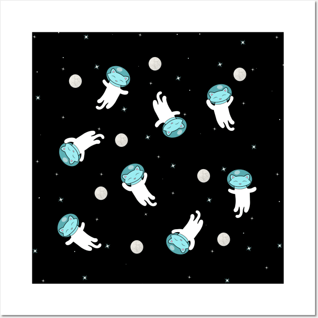 Cute little cats in space Wall Art by Purrfect